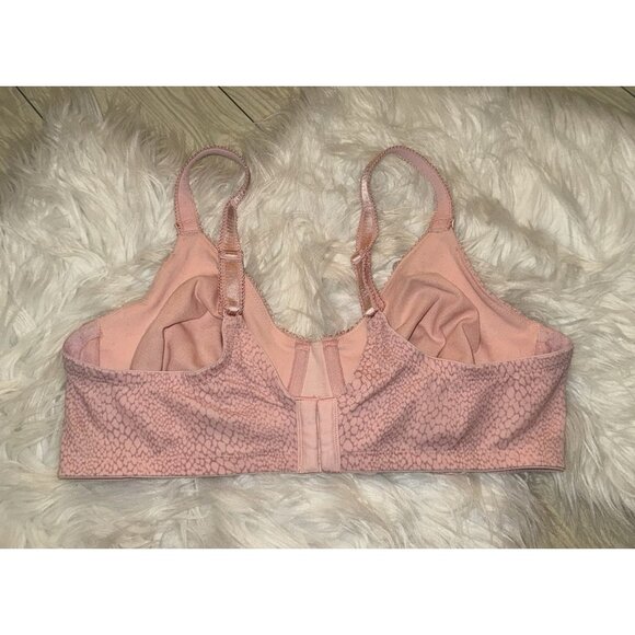 Olga 35063 Luxury Lift Full Coverage Bra UW Unlined Printed Lace Womens 40C Pink - Picture 4 of 6